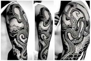 woman tattoo, octopus shoulder, medium size tattoo idea