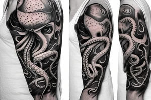 woman tattoo, octopus shoulder, medium size tattoo idea