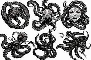 woman tattoo, octopus shoulder, medium size tattoo idea
