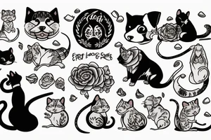 Dog guarding a cat and a rat tattoo idea