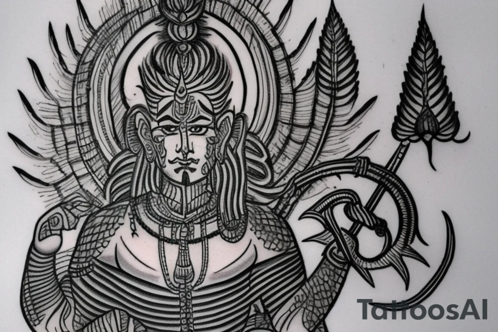 Trishul with Sanskrit words on it tattoo idea