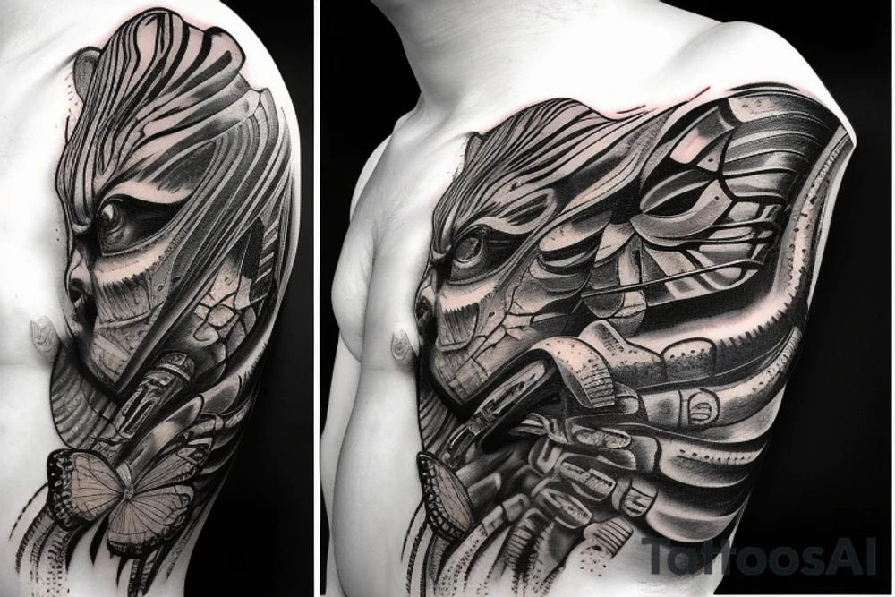 butterfly, giger style tattoo idea