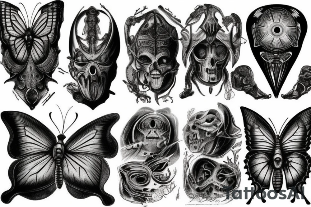 butterfly, giger style tattoo idea