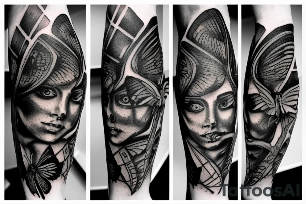 butterfly, giger style tattoo idea