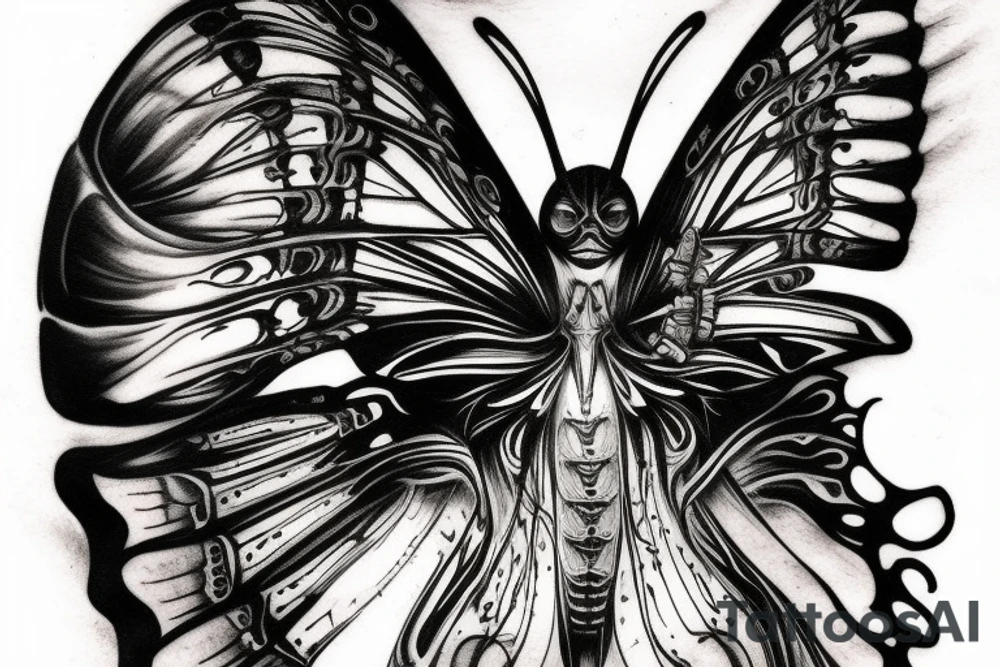 butterfly, giger style tattoo idea