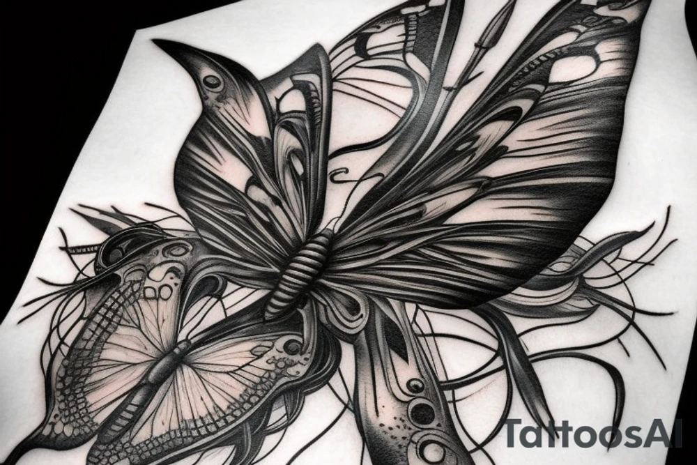 butterfly, giger style tattoo idea