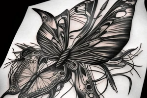 butterfly, giger style tattoo idea