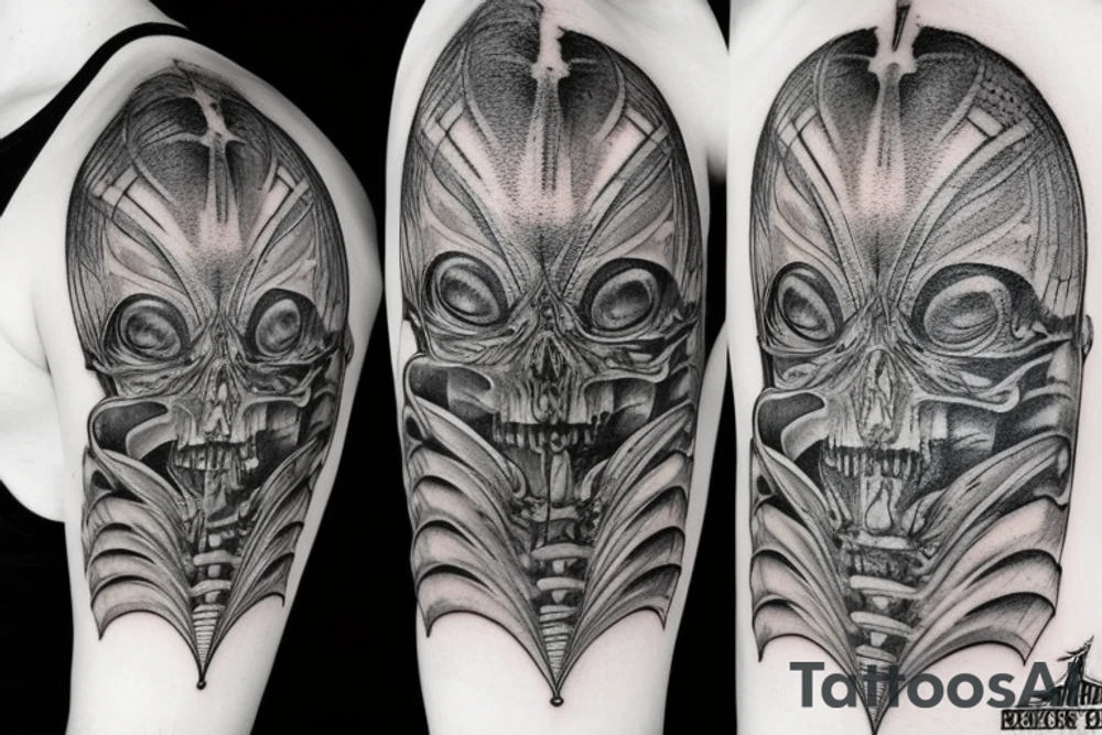butterfly, giger style tattoo idea