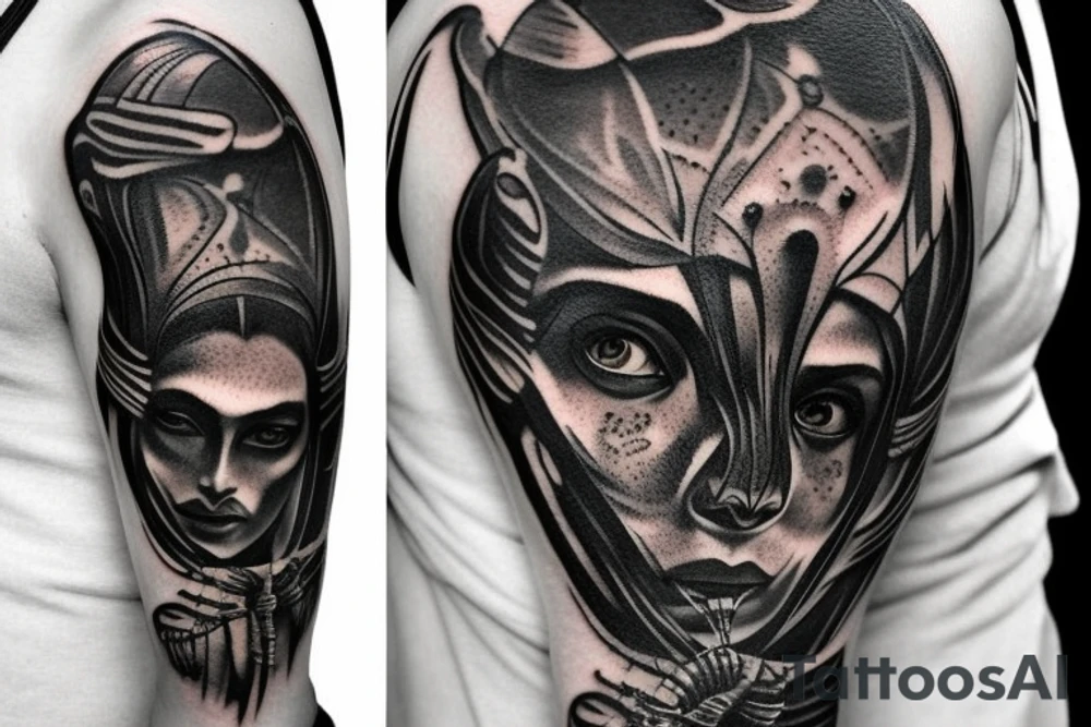 butterfly, giger style tattoo idea