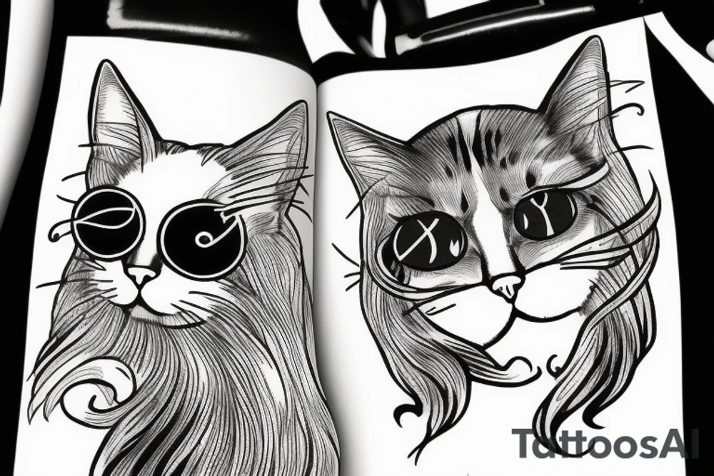 long haired cat with a monocle tattoo idea