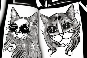 long haired cat with a monocle tattoo idea