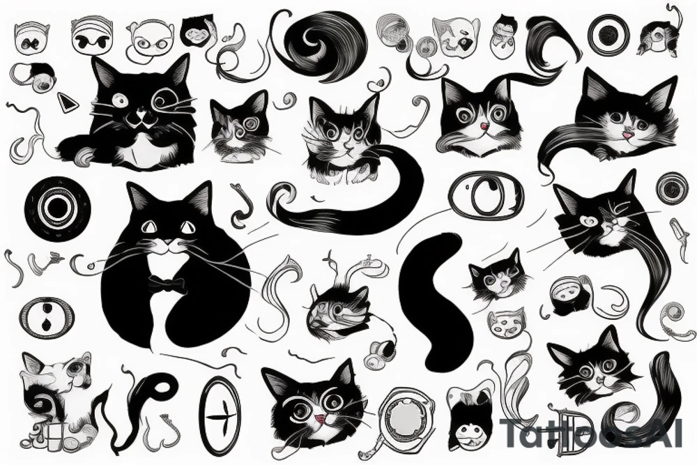 long haired cat with a monocle tattoo idea