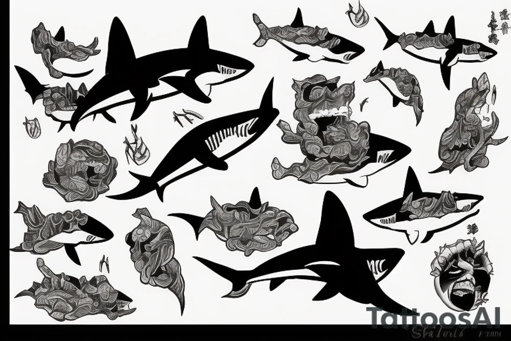 sharks covered in eves tattoo idea
