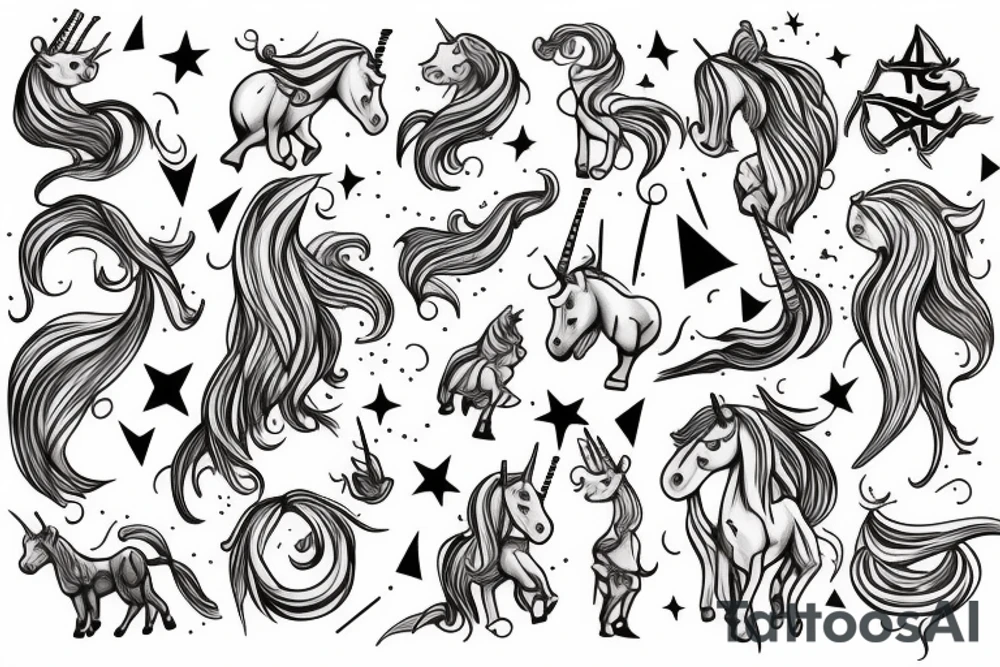 Unicorn and wizard tattoo idea