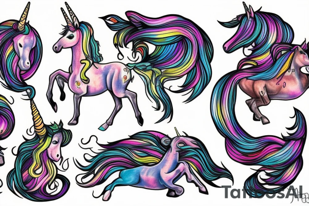 Unicorn and wizard tattoo idea