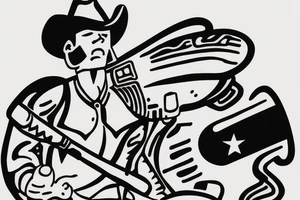 A Cowboy smoking a Joint Riding a Spacerocket. tattoo idea