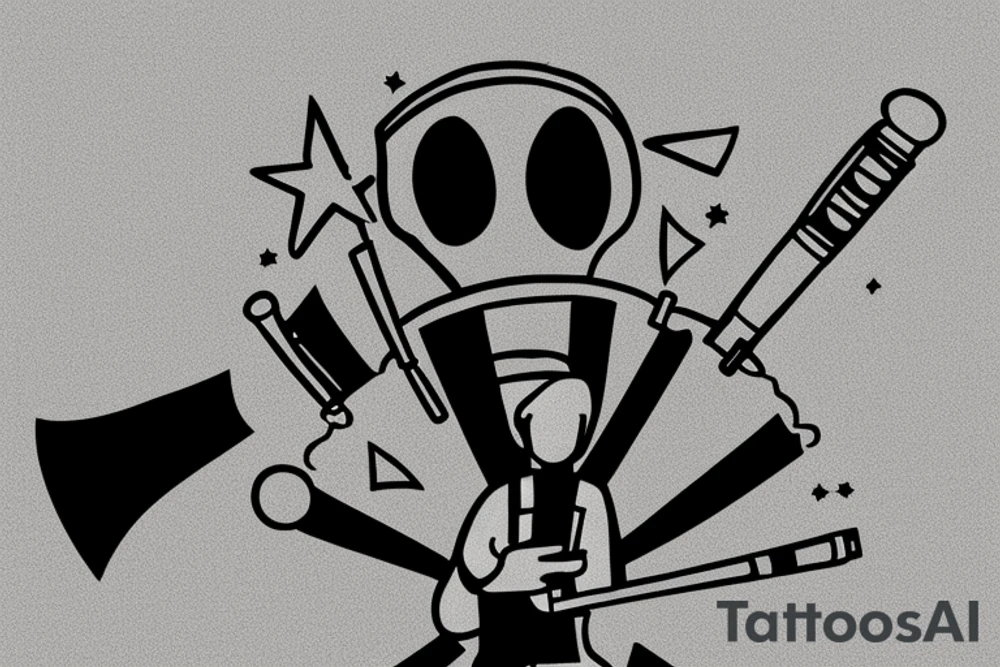 A Cowboy smoking a Joint Riding a Spacerocket. tattoo idea