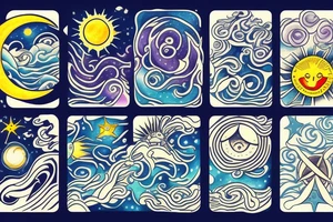 the universe, the sun moon and stars and the earth in the sea tattoo idea
