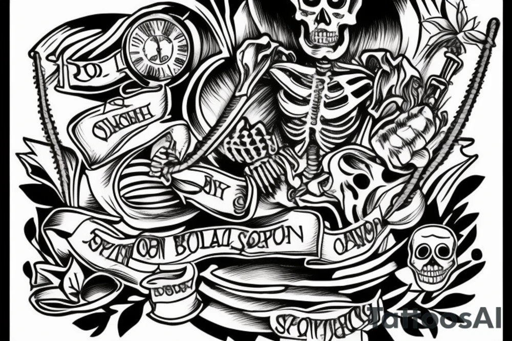 skeleton jumping rope tattoo idea