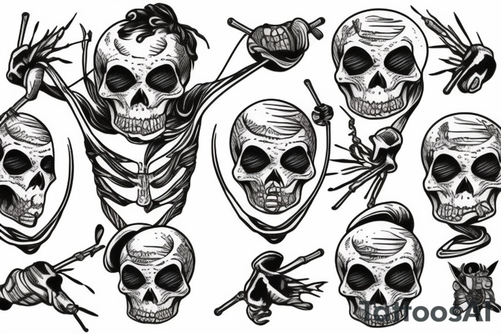 skeleton jumping rope tattoo idea
