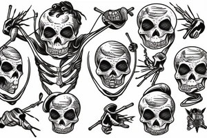 skeleton jumping rope tattoo idea