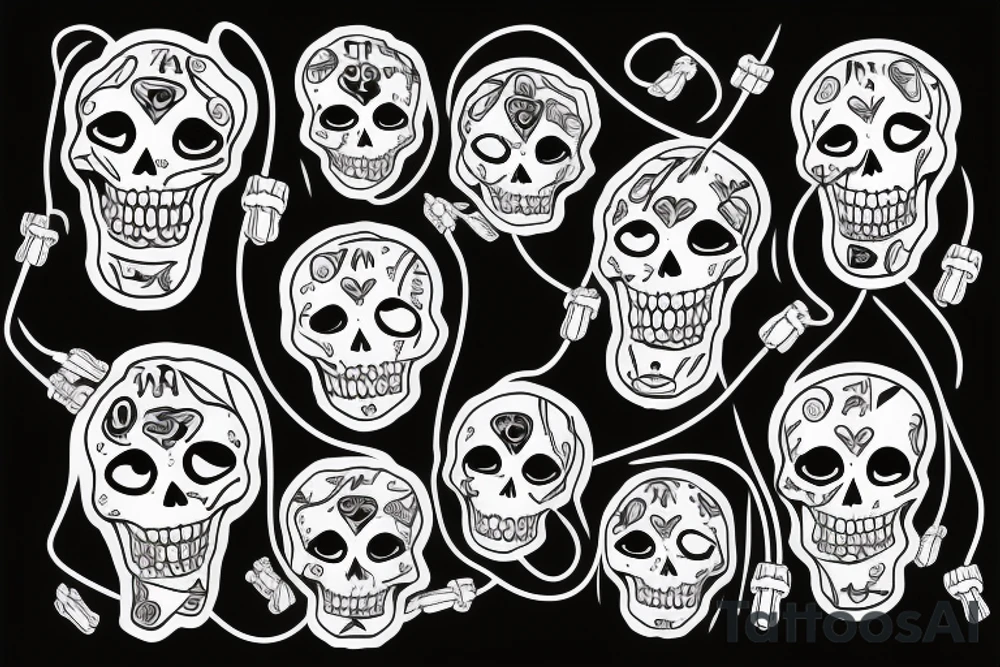 skeleton with a skipping rope tattoo idea