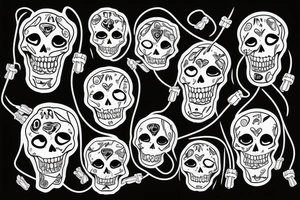 skeleton with a skipping rope tattoo idea
