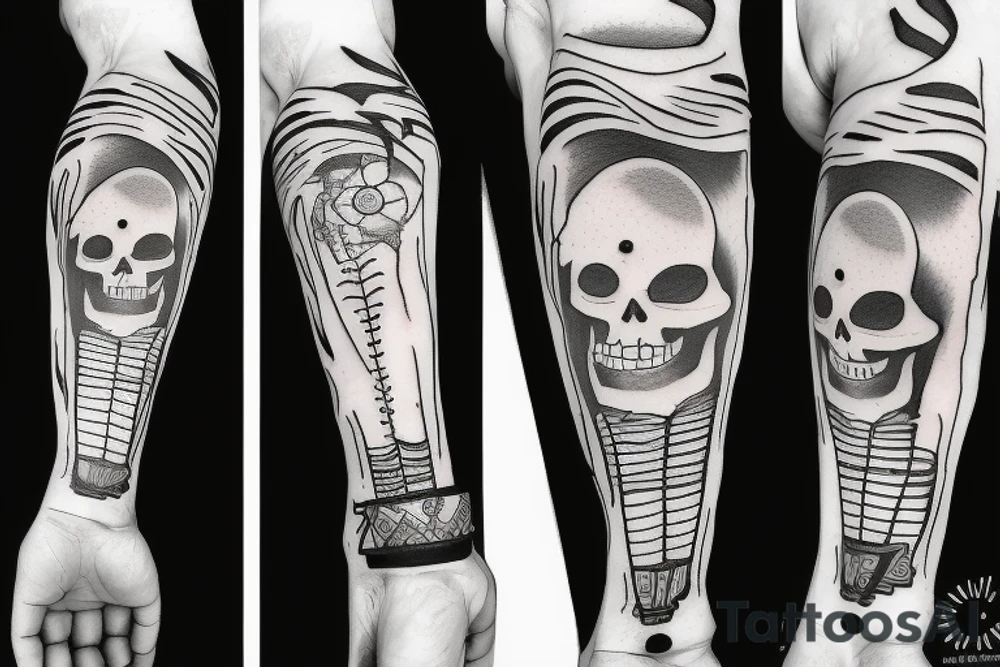 skeleton with a skipping rope tattoo idea