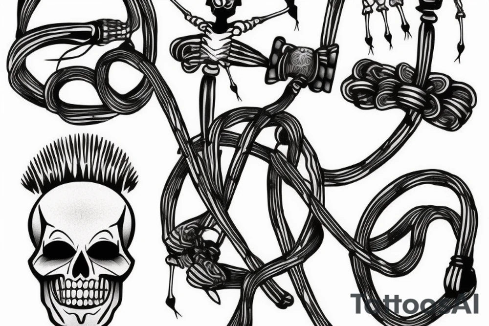 full skeleton skipping rope tattoo idea