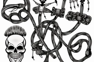 full skeleton skipping rope tattoo idea