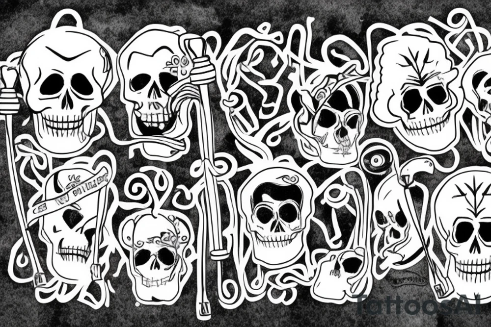 full skeleton skipping rope tattoo idea