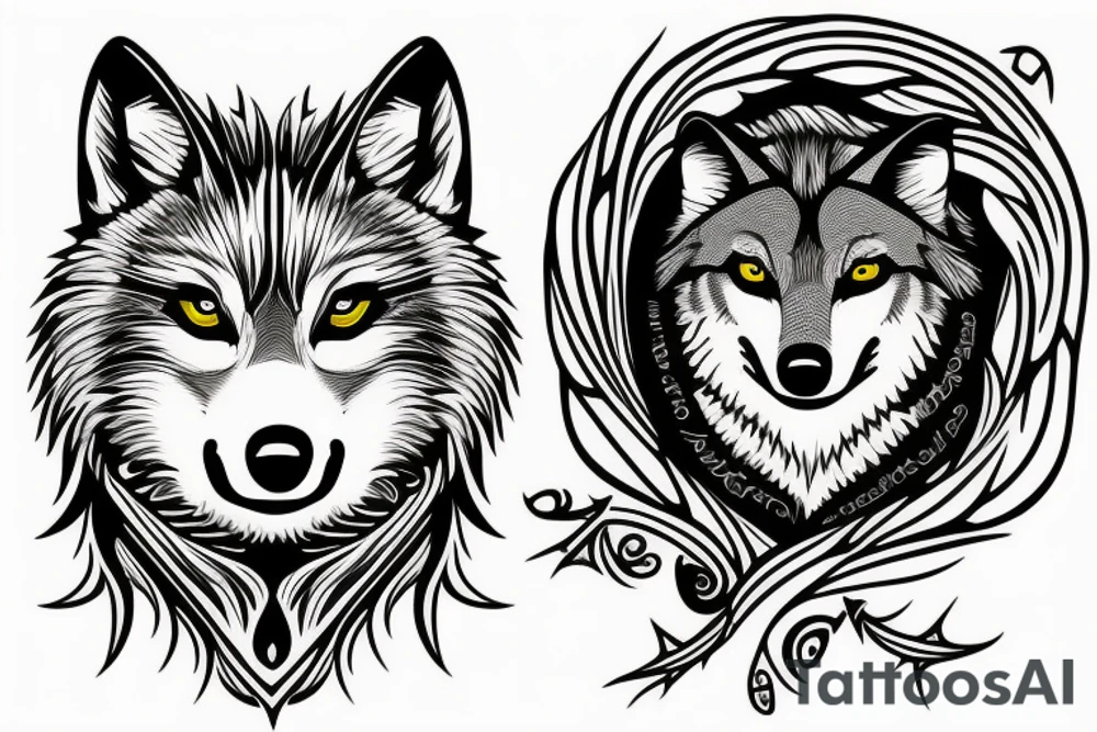 a wolf coming out of a vortex tattoo idea