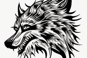 a single arm tattoo covering elbow to palm - of a ferocious wolf coming out of a vortex tattoo idea