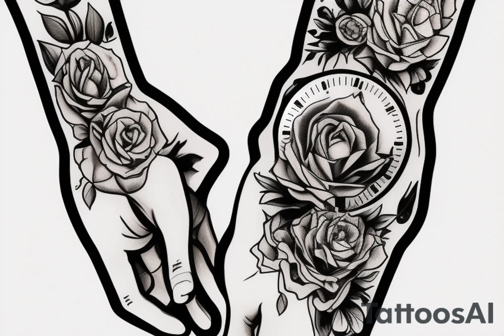 time hourglass in the hand of a woman tattoo idea