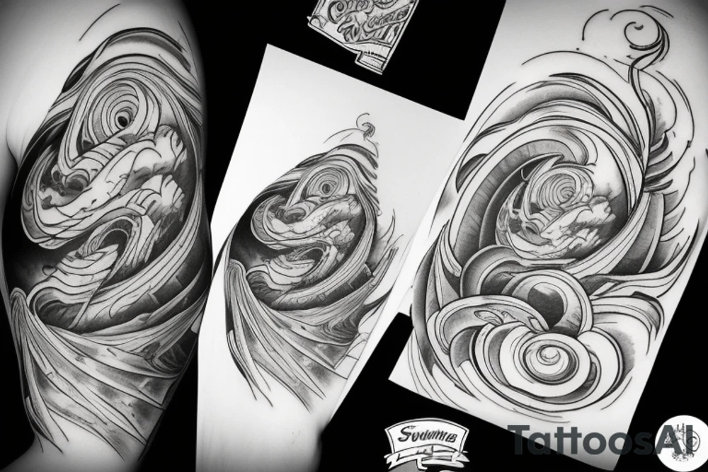 Swirling house in a tornado tattoo idea