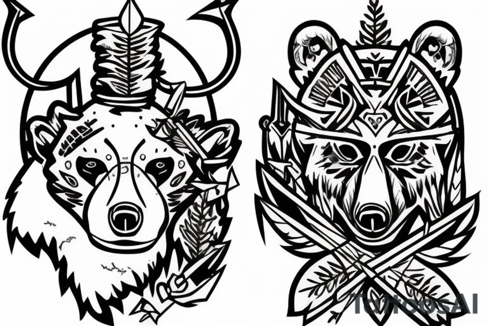 Bear with 2 arrows through its head tattoo idea