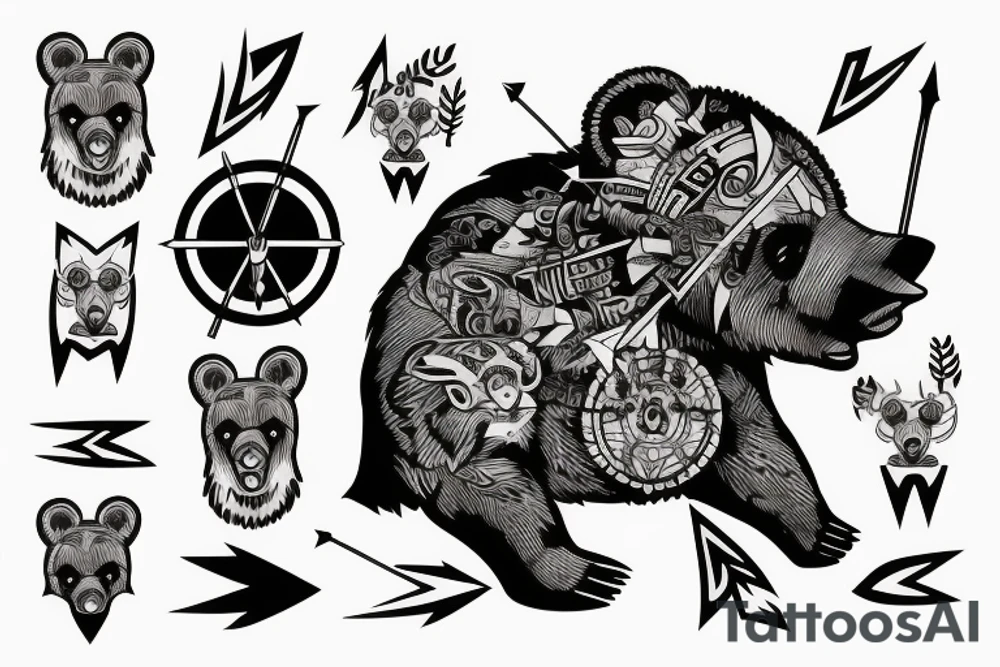 Bear with 2 arrows through its head tattoo idea