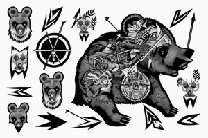 Bear with 2 arrows through its head tattoo idea