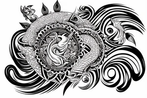 A tattoo that represents balance. Draw on Philippine symbology. Include ocean waves tattoo idea