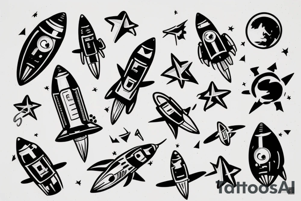 musical rocket flies to mars among the stars tattoo idea musical rocket flies to mars among the stars tattoo idea