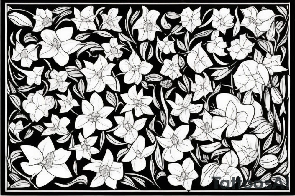 Narcissus and Honeysuckle flowers tattoo idea