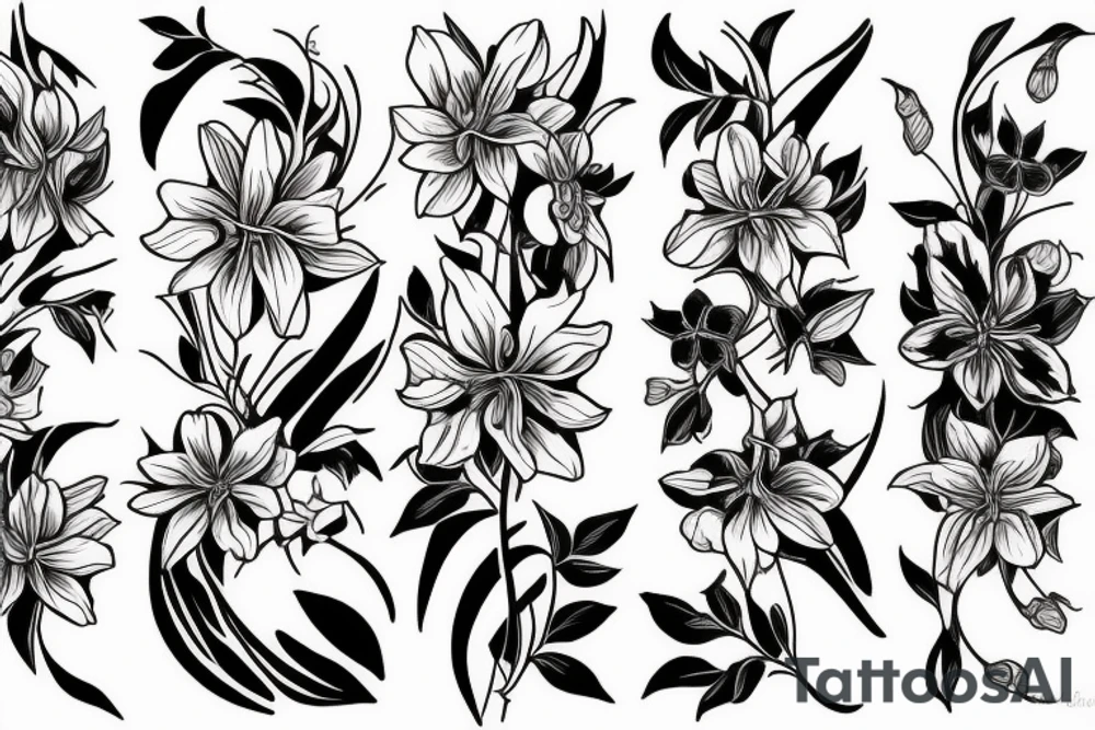 Narcissus and Honeysuckle flowers tattoo idea