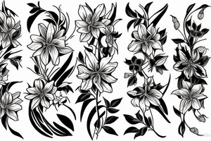 Narcissus and Honeysuckle flowers tattoo idea
