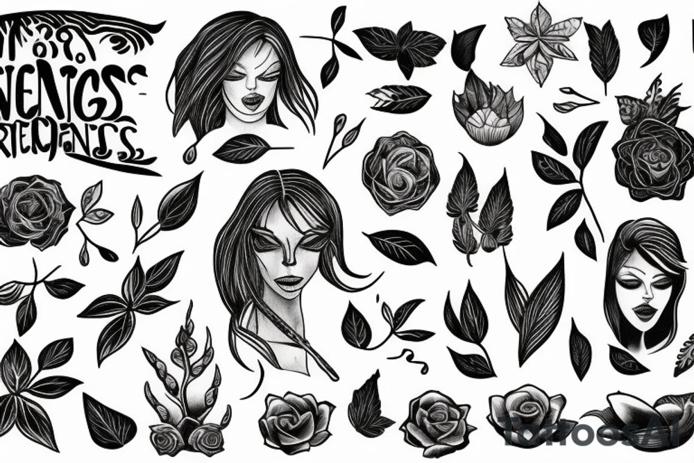Elements of nature that depict women strength tattoo idea