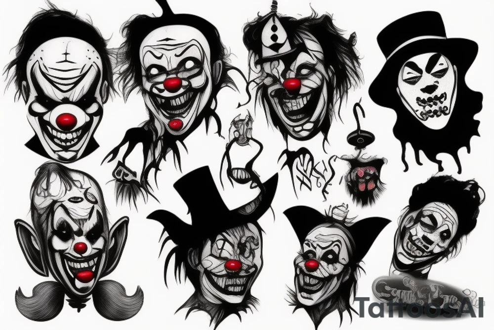 scary clown tattoo idea