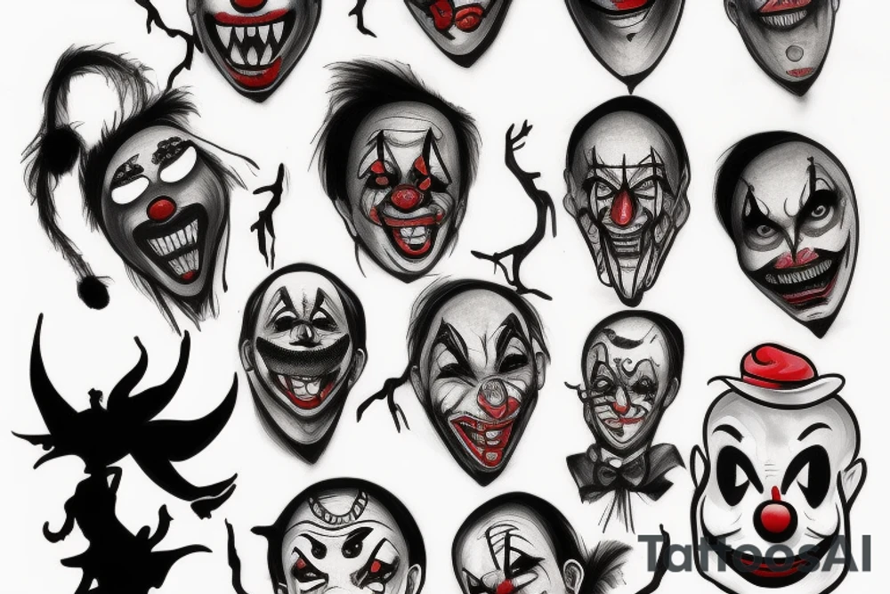 scary clown tattoo idea