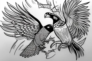 a falcon in mid flight as a one line drawing tattoo idea