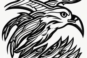 a falcon in mid flight as a fine line drawing tattoo idea