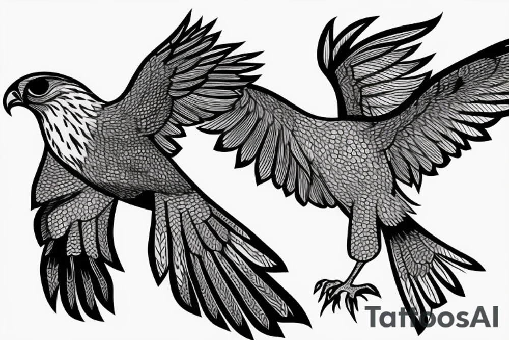 a falcon in mid flight as a fine line drawing tattoo idea a falcon in mid flight as a fine line drawing tattoo idea