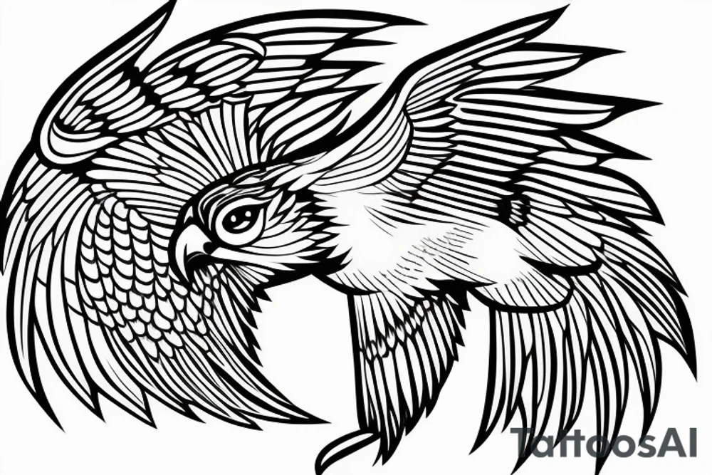 the outline of a falcon in mid flight tattoo idea